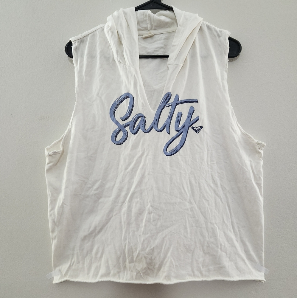 🦋 Roxy White Sleeveless Hoodie Tee